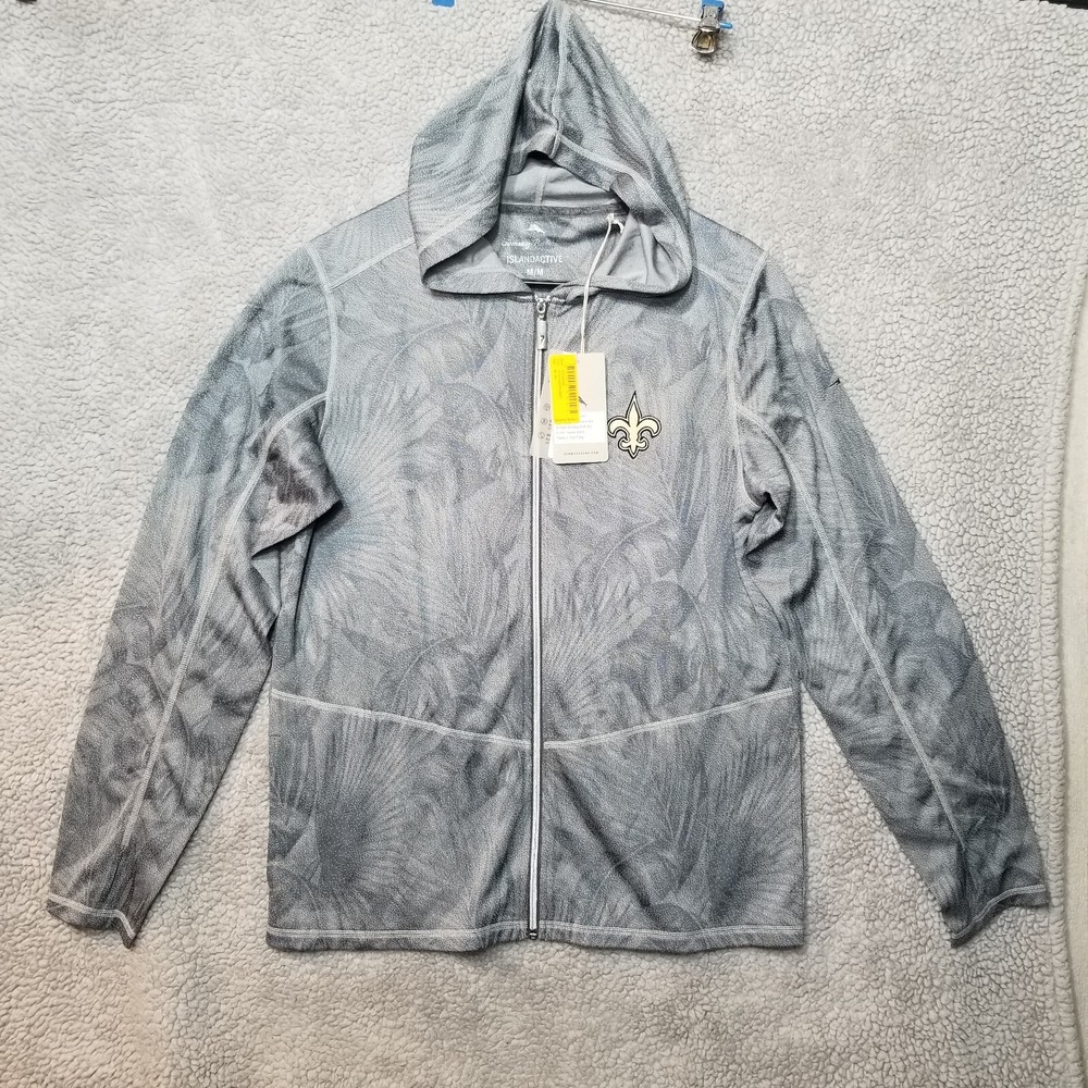 Tommy Bahama‎ New Orleans Saints IslandZone Performance Hoodie Pullover Gray Med - Picture 4 of 8
